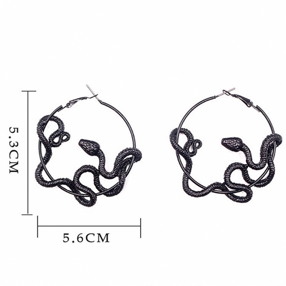 Any 2/$20! Black Coiled Serpent Hoop Earrings - Picture 8 of 10